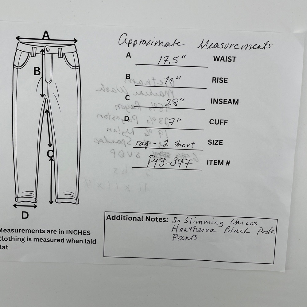 Chico's So Slimming Pants, Women, Size 2 (US12) Short, Heathered Black, Stretch - Picture 10 of 10